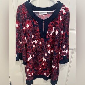 Charter Club XL Navy and Red Floral tunic